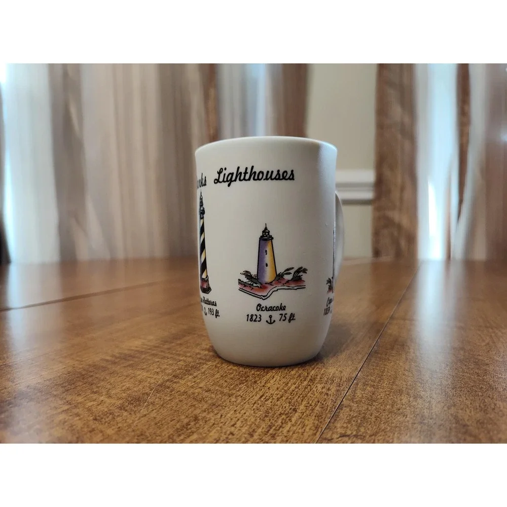 Outer Banks Lighthouses Ceramic Mug Candle Handmade Blue Ocean Breeze Scent B126